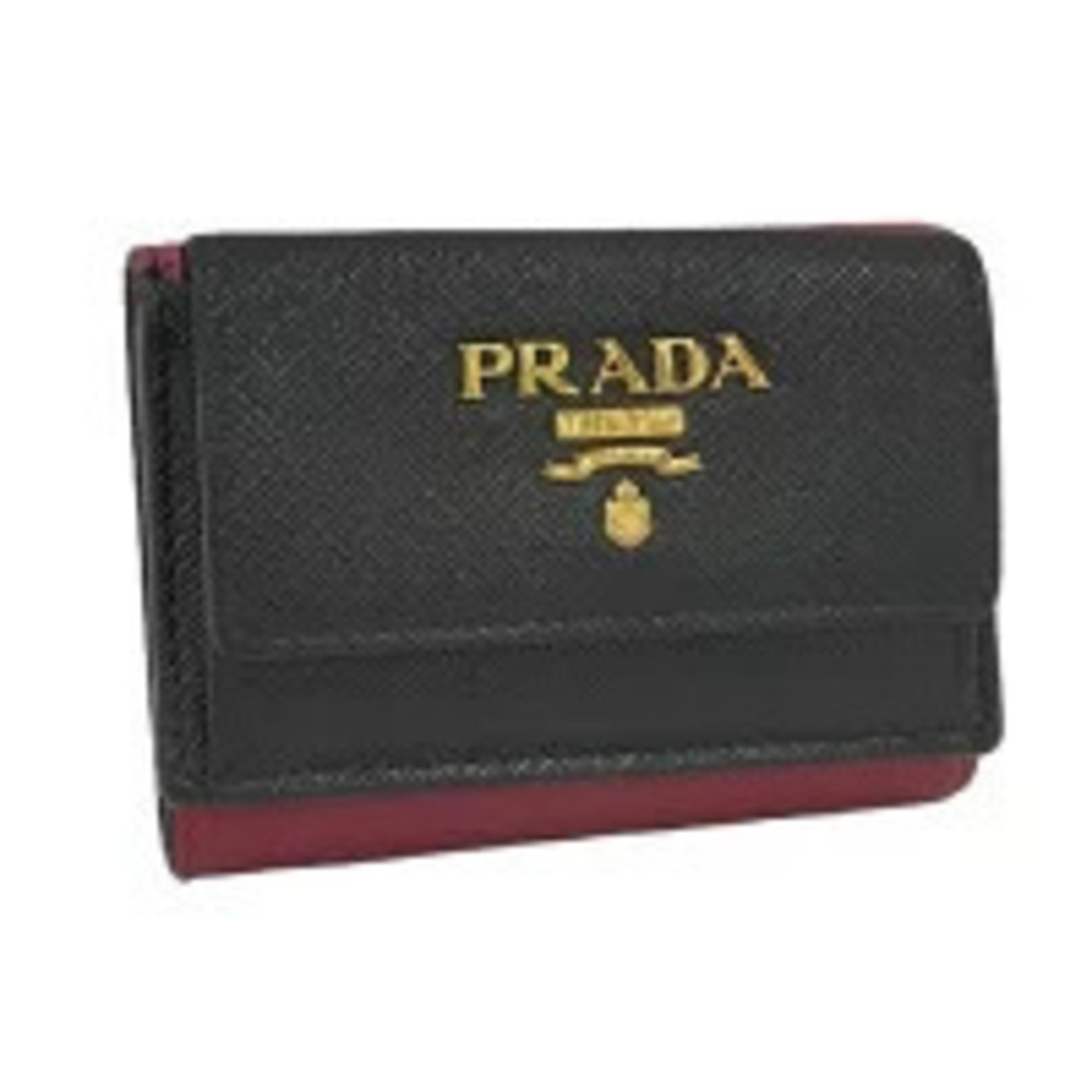 Prada Compact Wallet Saffiano Leather Bicolor